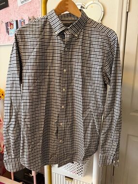 Banana Republic Black & White Checked Button-Down Shirt